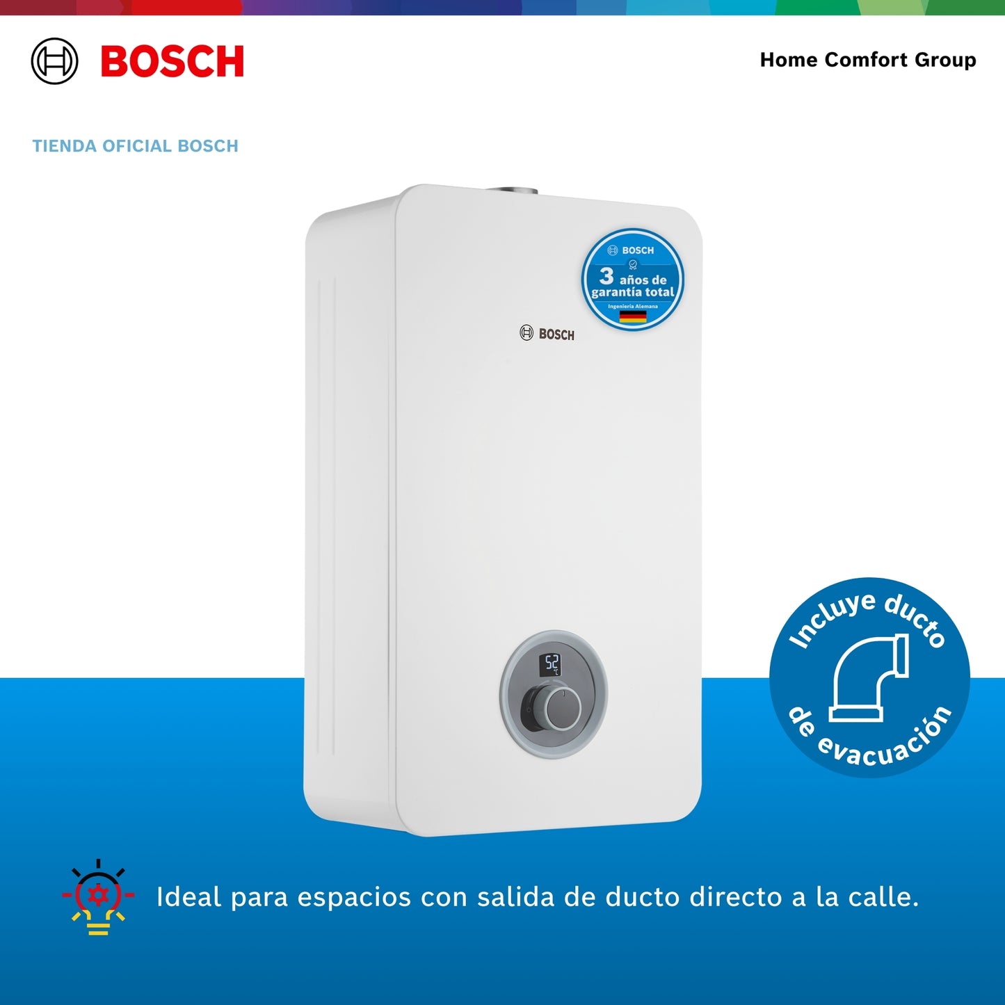CALENTADOR DE PASO A GAS BOSCH 8 LITROS TIRO FORZADO THERM 2400