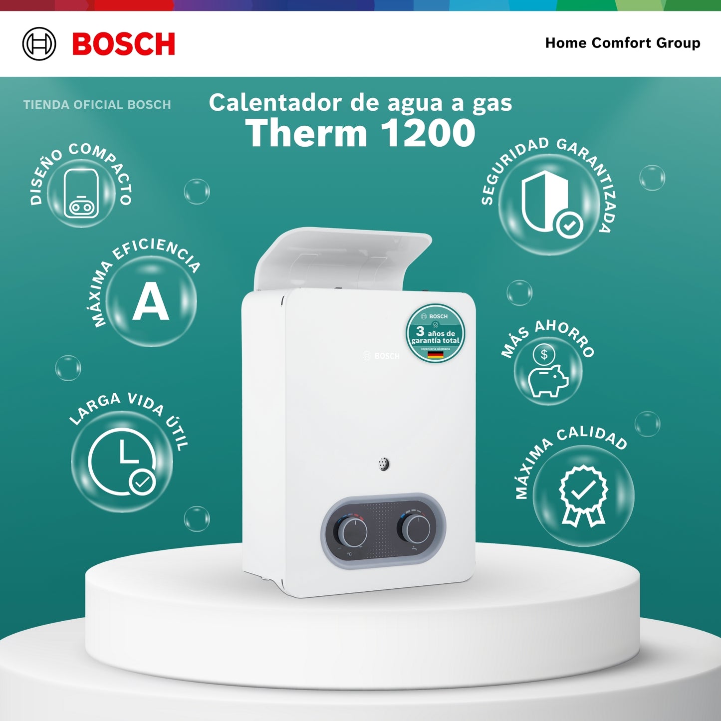 CALENTADOR DE PASO A GAS BOSCH 5.5 LITROS THERM 1500 NUEVO MODELO