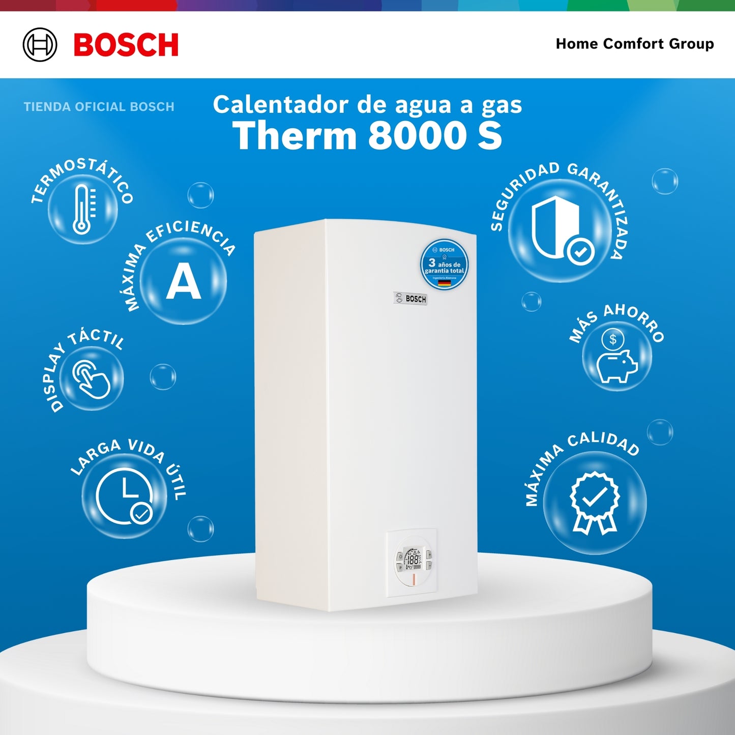CALENTADOR DE PASO A GAS BOSCH 30 LITROS THERM 8000 ALTO LITRAJE