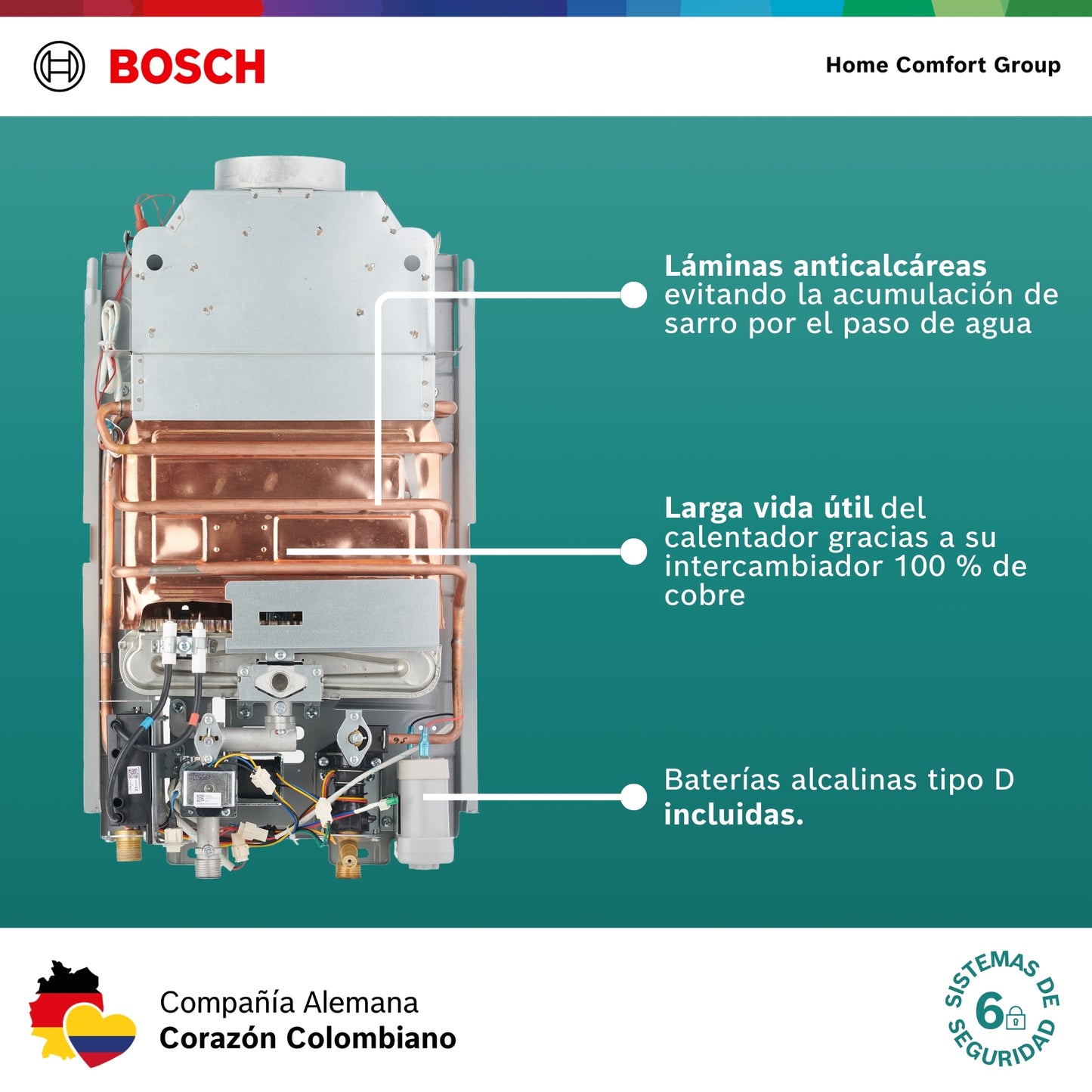 CALENTADOR DE PASO A GAS BOSCH 5 LITROS TIRO NATURAL VITAL 1500