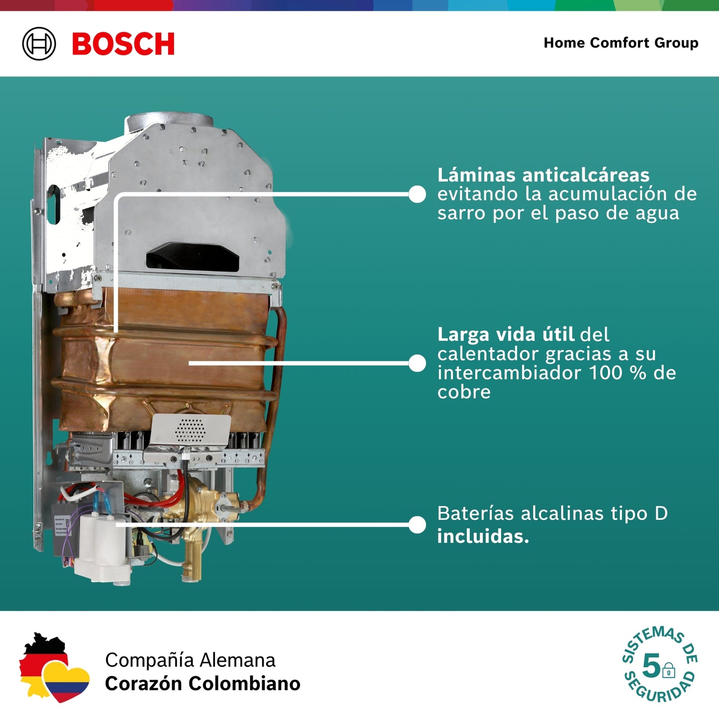CALENTADOR DE PASO A GAS BOSCH 10 LITROS TIRO NATURAL THERM 2200