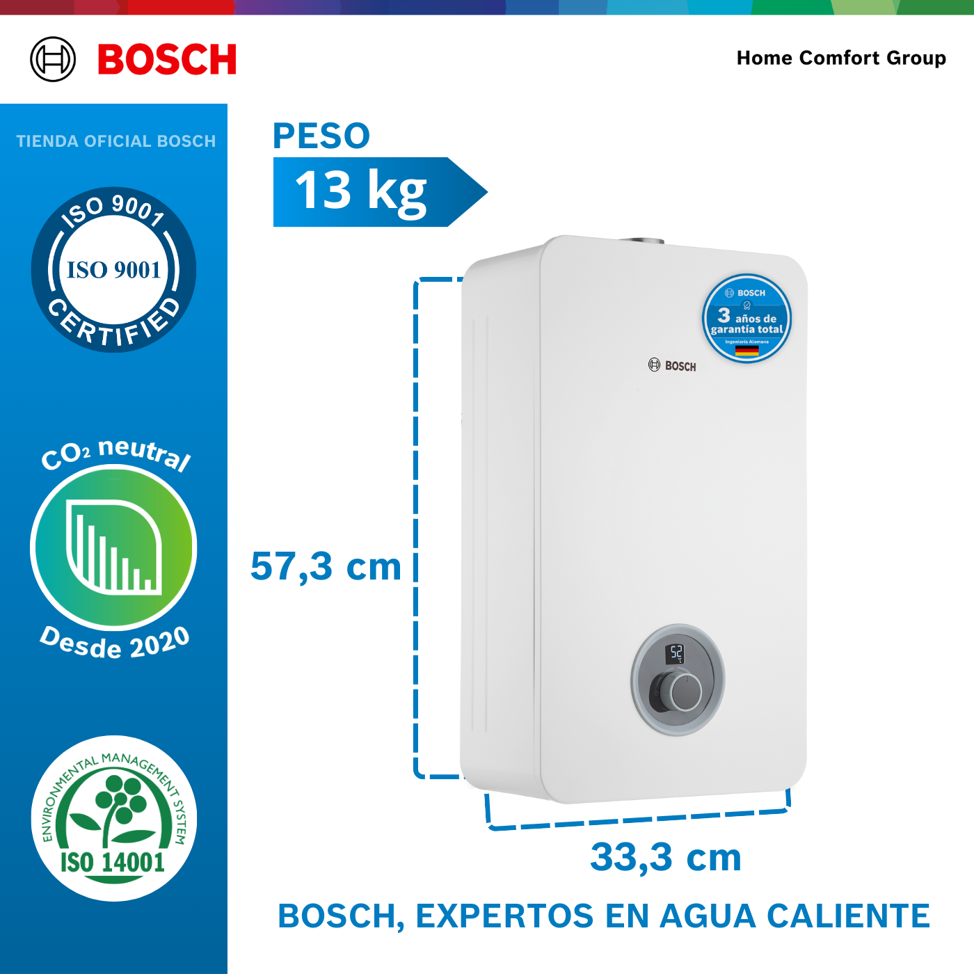 CALENTADOR DE PASO A GAS BOSCH 11 LITROS TIRO FORZADO THERM 2400F