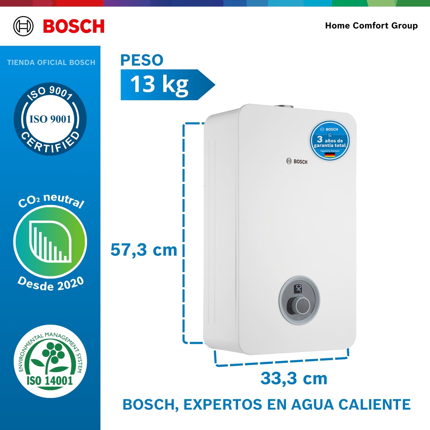 CALENTADOR DE PASO A GAS BOSCH 8 LITROS TIRO FORZADO THERM 2400