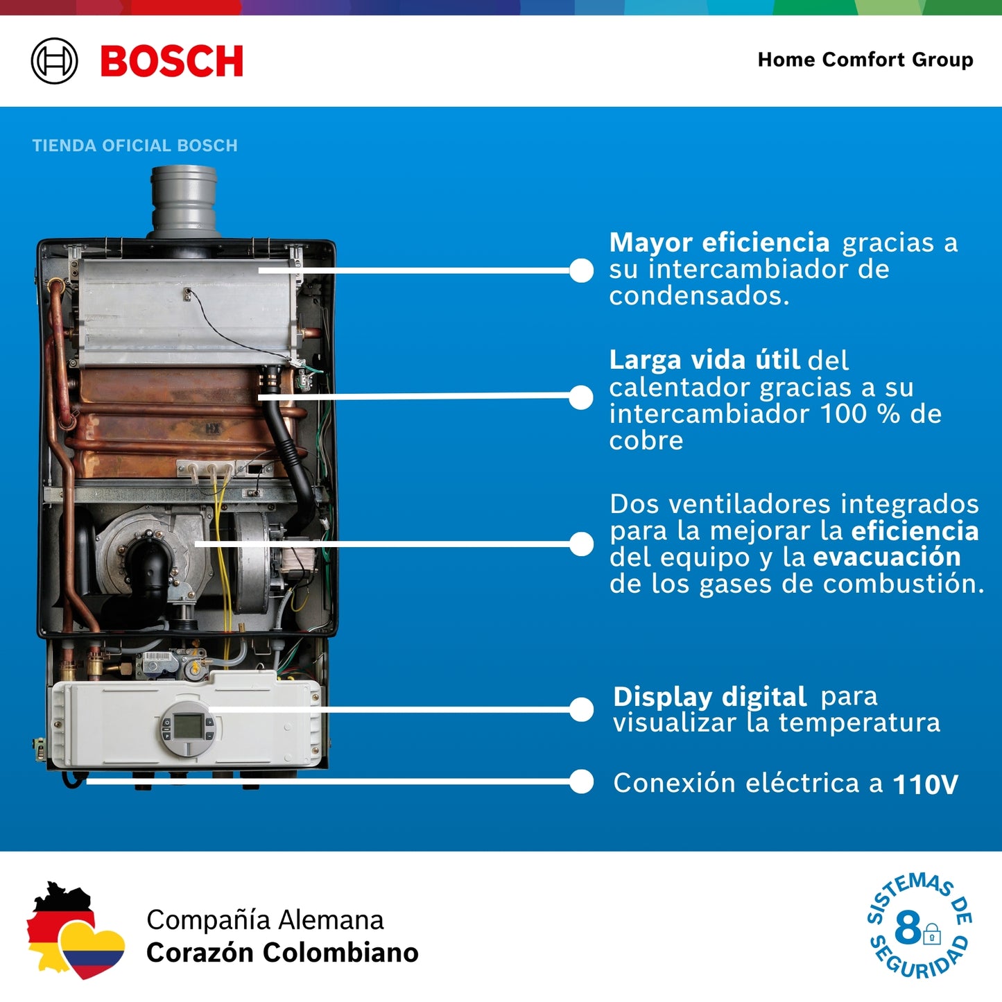 CALENTADOR DE PASO A GAS BOSCH 30 LITROS THERM 8000 ALTO LITRAJE