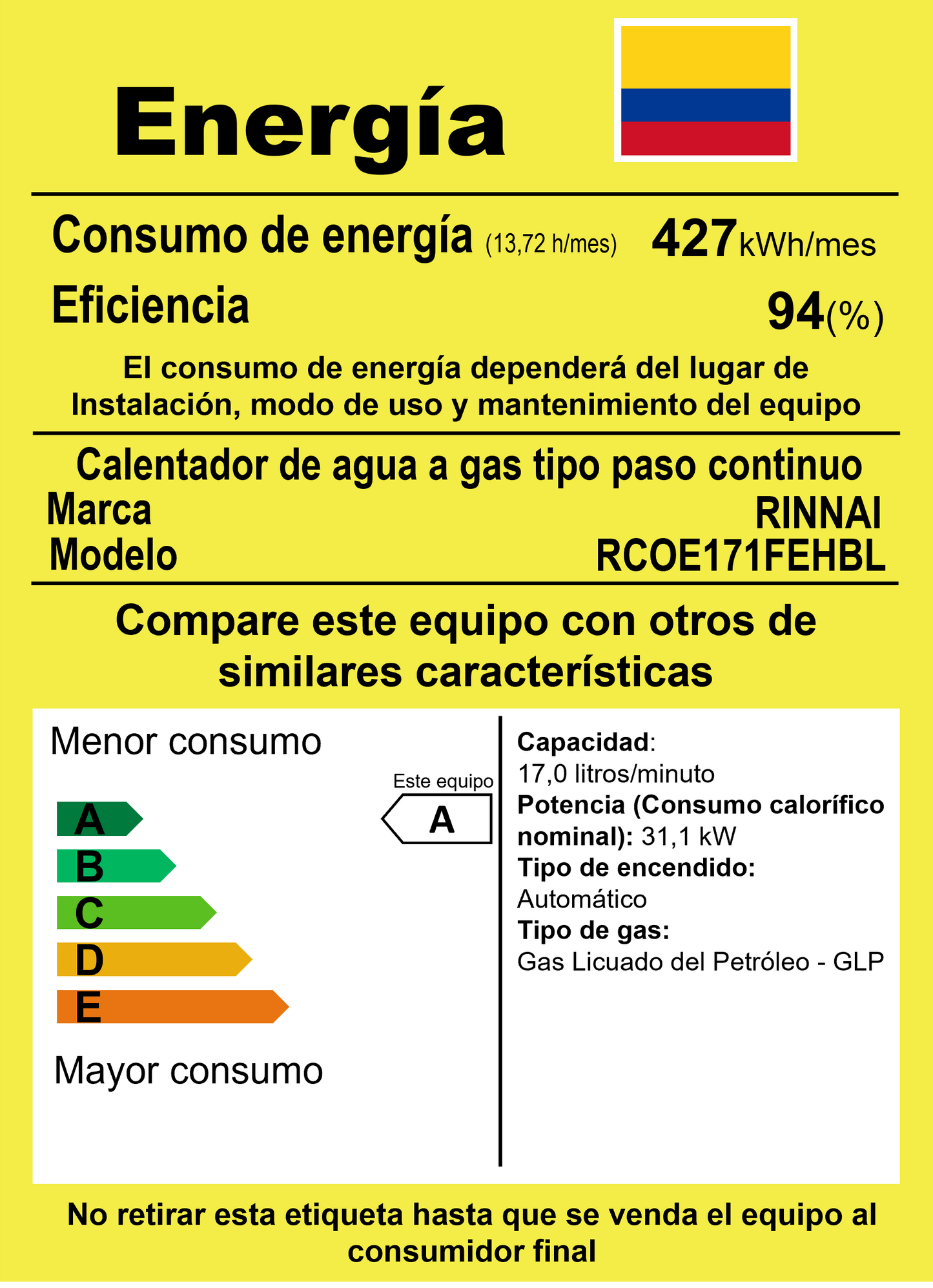 CALENTADOR DE PASO DE AGUA 17 LITROS TIRO FORZADO GAS PROPANO BLANCO