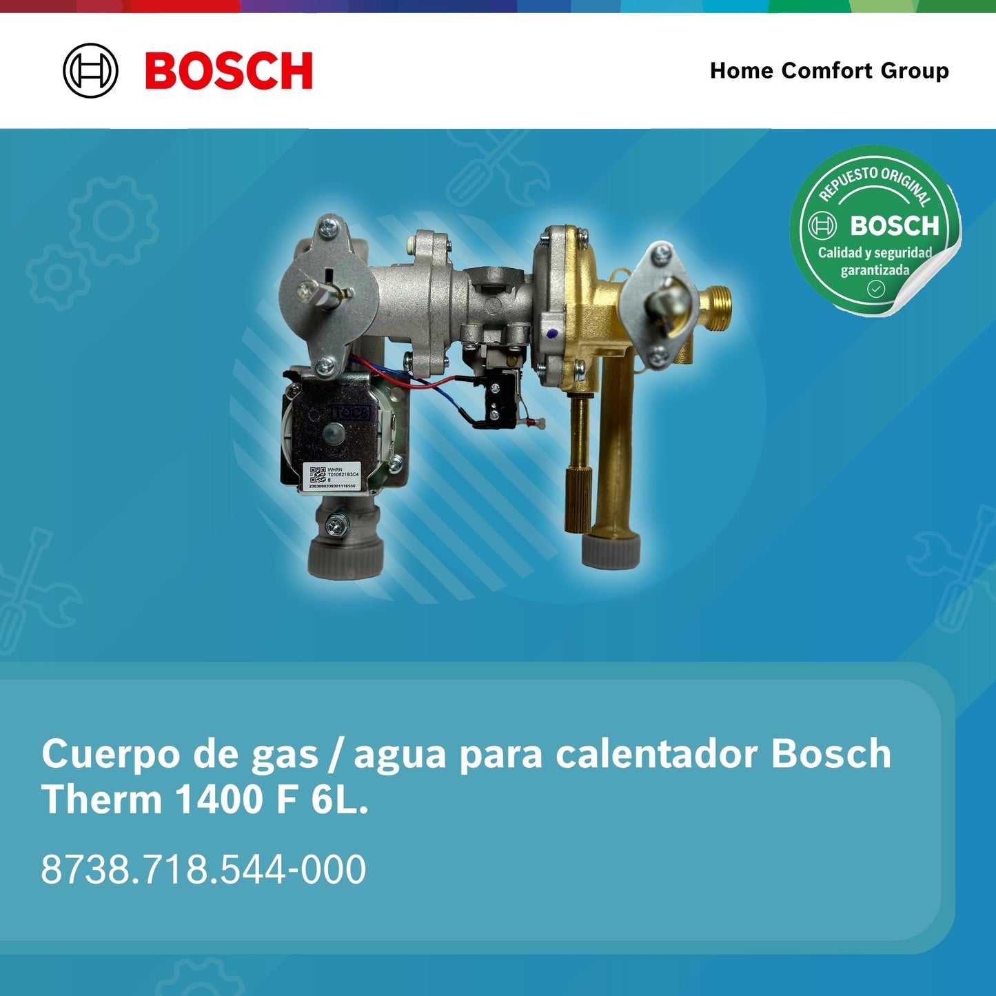 CUERPO GAS/AGUA CALENTADOR BOSCH 6 LITROS THERM 1400F