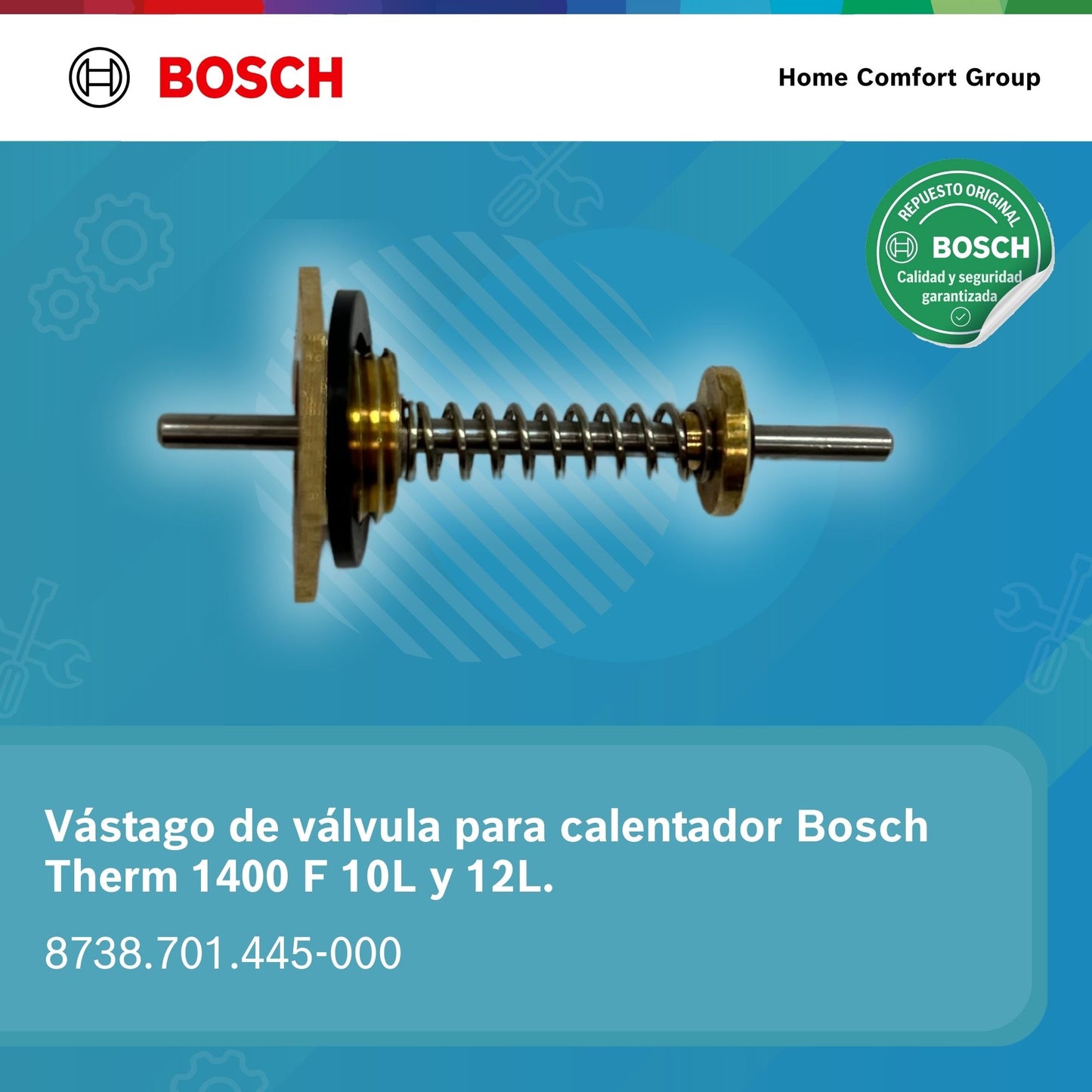 VASTAGO DE VALVULA PARA CALENTADOR BOSCH THERM 1400F