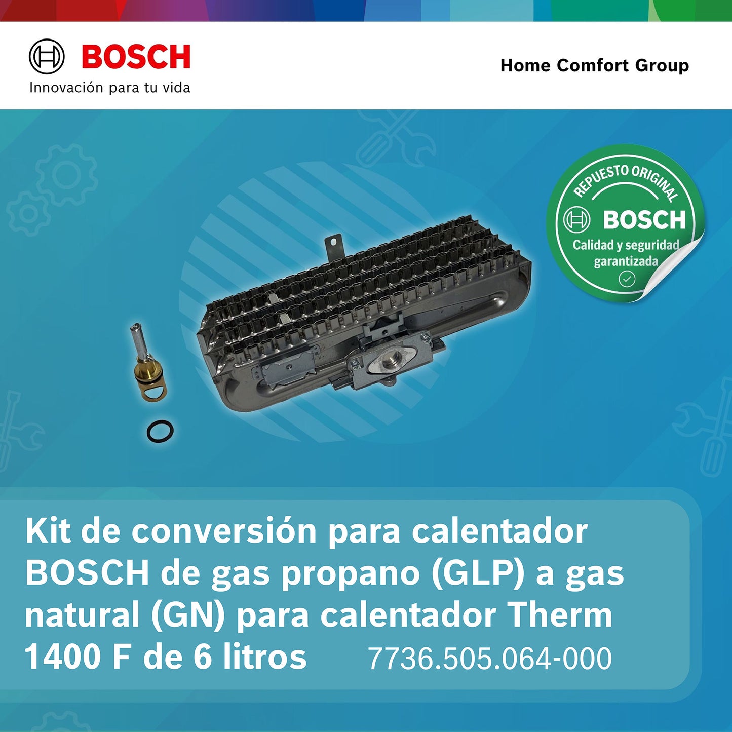 KIT DE CONVERSIÓN PARA CALENTADOR BOSCH DE GAS PROPANO (GLP) A GAS NATURAL (GN) PARA CALENTADOR THERM 1400 F DE 6 LITROS