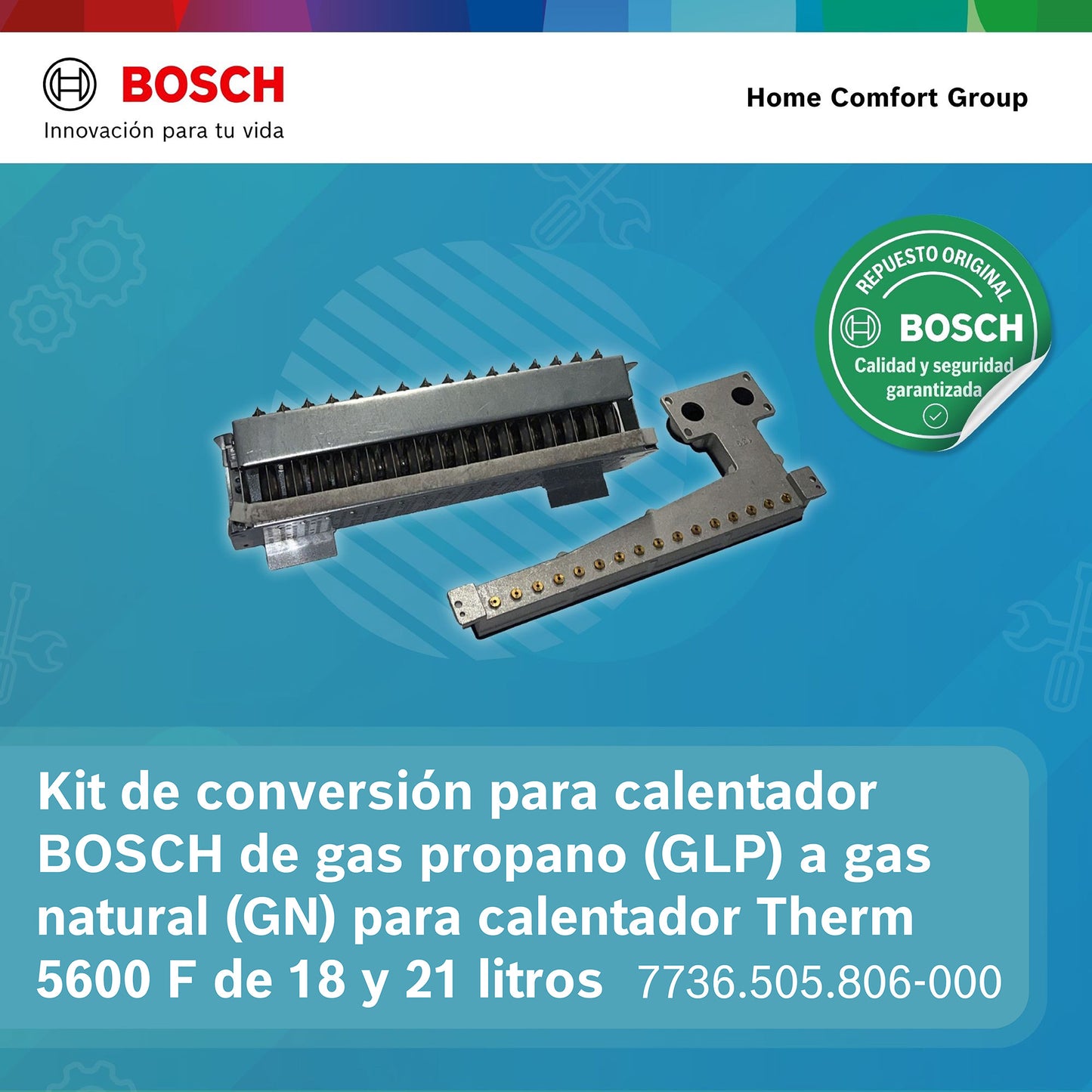 KIT CONVERSION DE GAS PROPANO (GLP) A GAS NATURAL ( GN ) CALENTADOR BOSCH THERM 5600F 18/21 LITROS