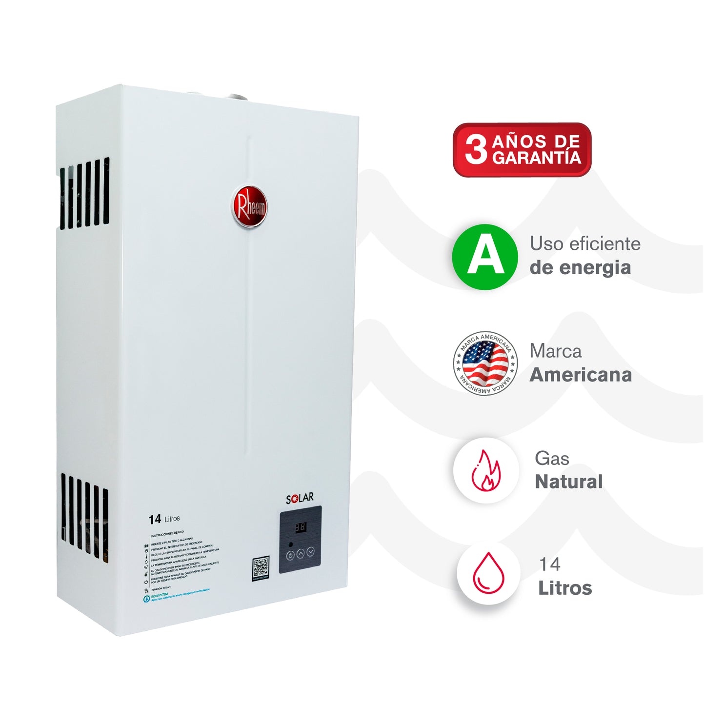 CALENTADOR 14 LITROS TIRO NATURAL DIGITAL RHEEM