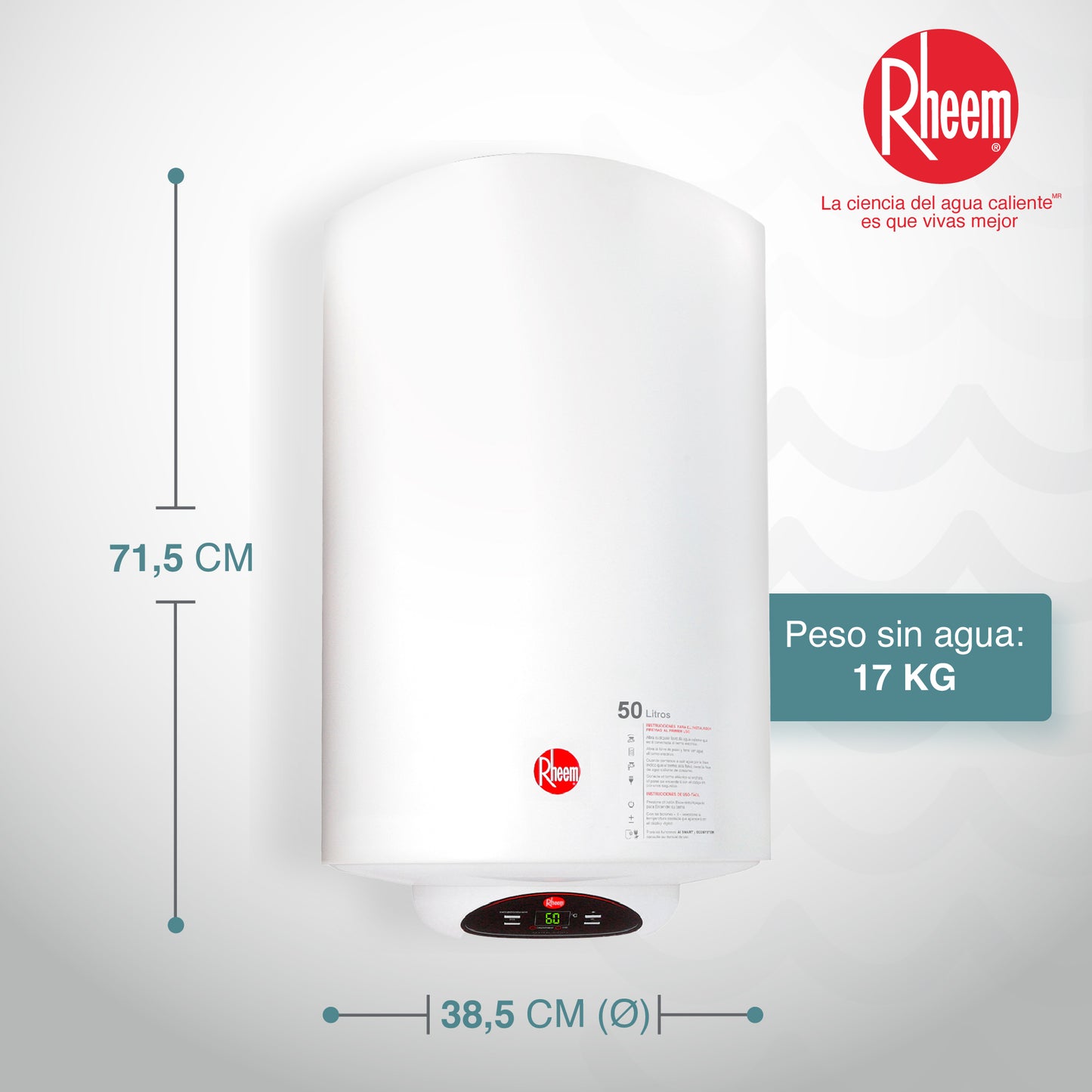 CALENTADOR DE ACUMULACIÓN RHEEM ELÉCTRICO 13 GALONES / 50 LITROS