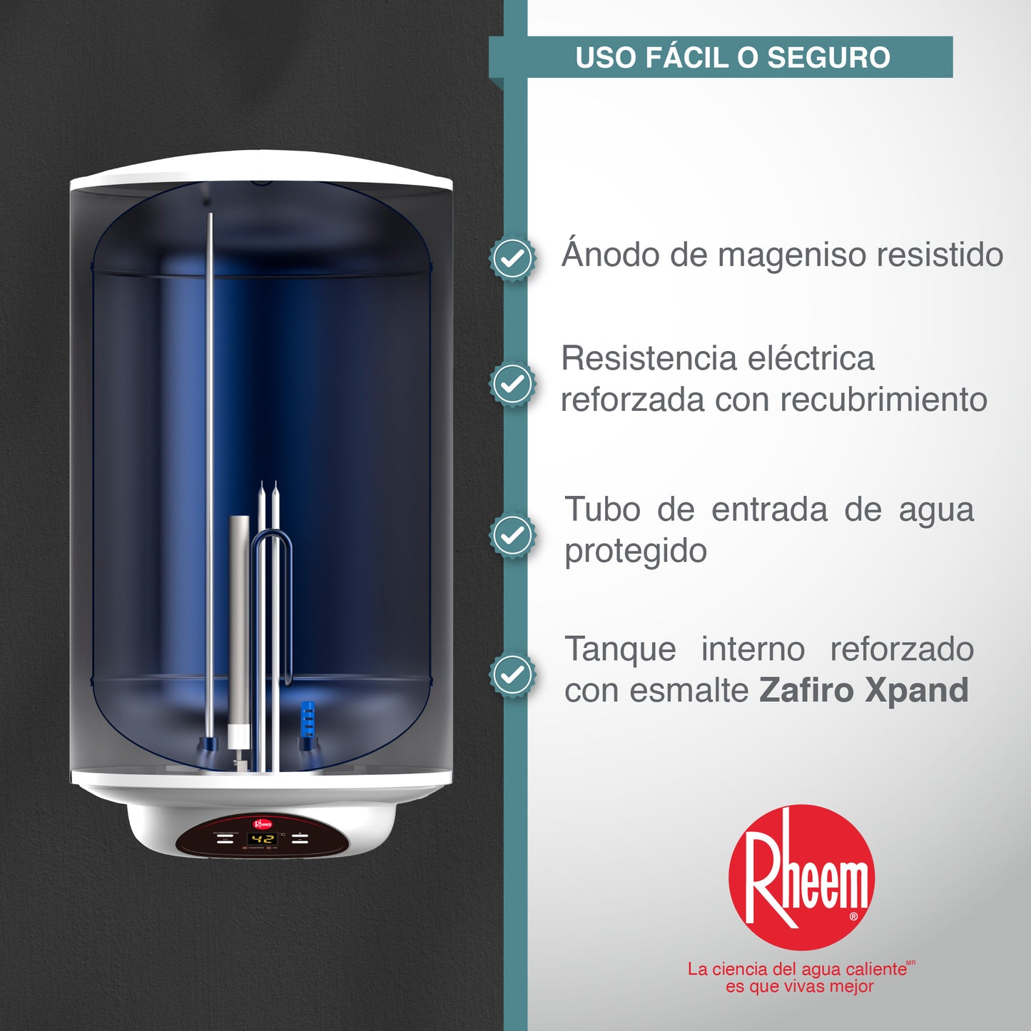 CALENTADOR DE ACUMULACIÓN RHEEM ELÉCTRICO 13 GALONES / 50 LITROS