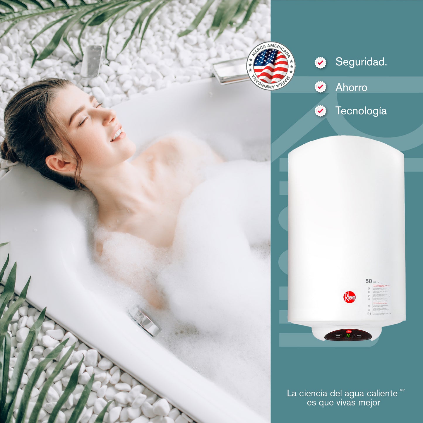 CALENTADOR DE ACUMULACIÓN RHEEM ELÉCTRICO 13 GALONES / 50 LITROS