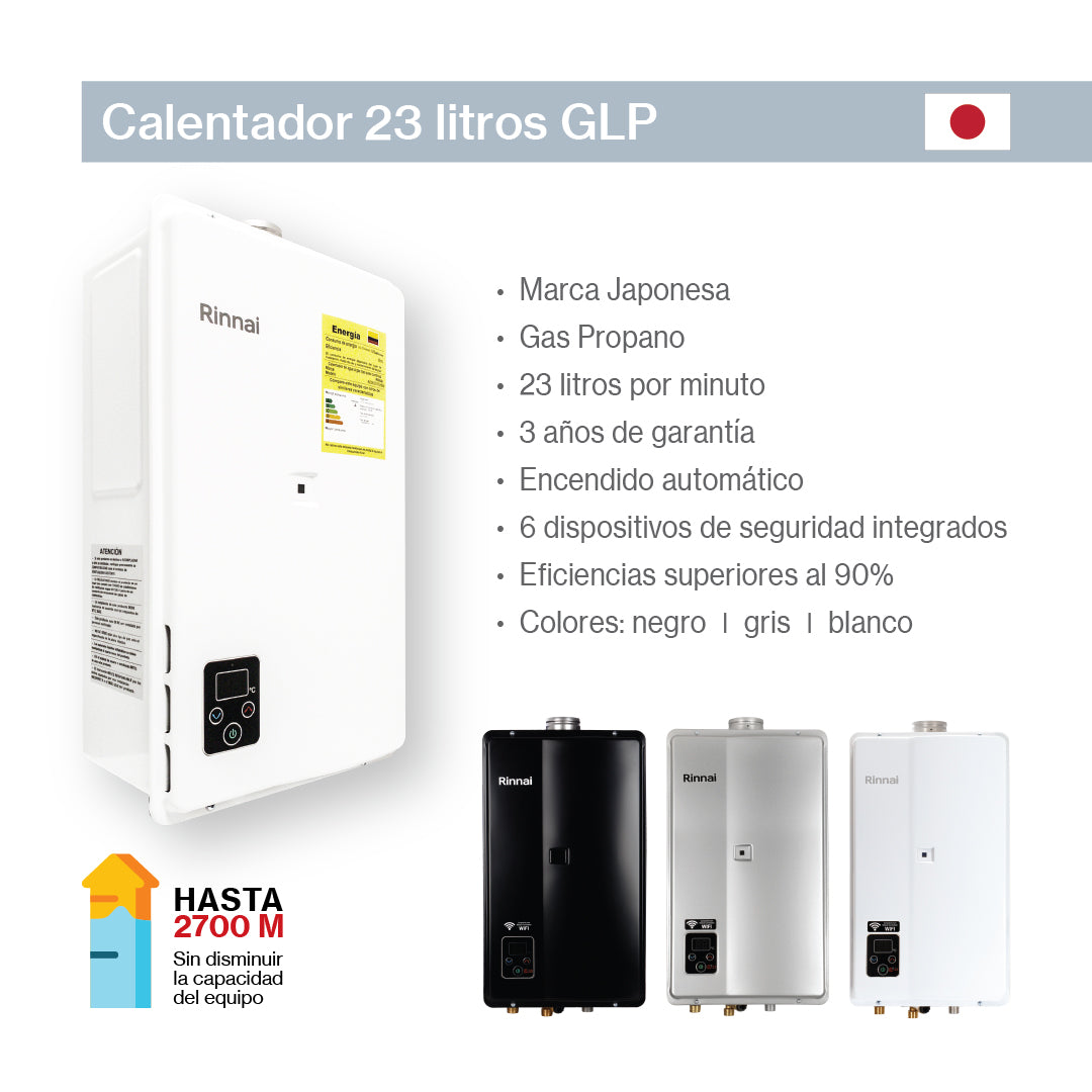CALENTADOR DE PASO DE AGUA 23 LITROS TIRO FORZADO GAS PROPANO GRIS