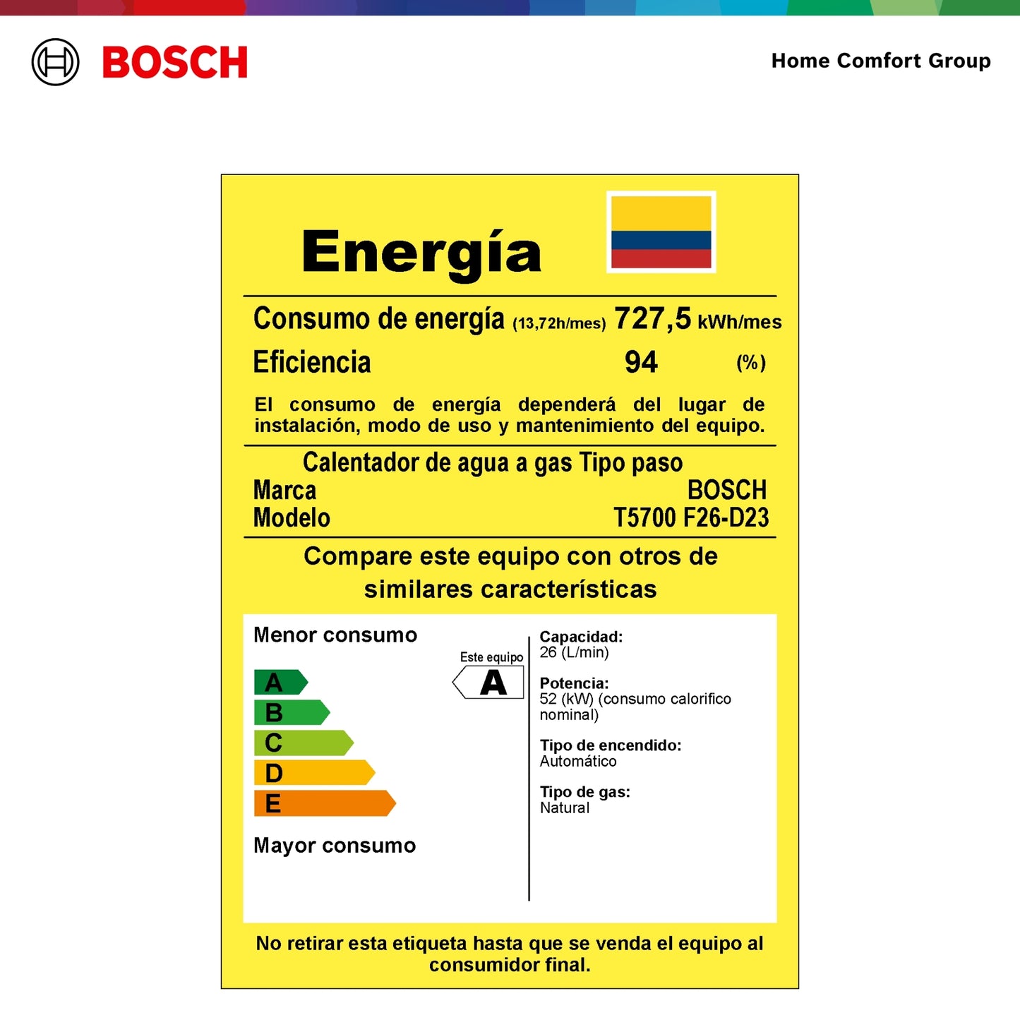 CALENTADOR DE PASO A GAS BOSCH 26 LITROS TIRO FORZADO TITAN 5700F
