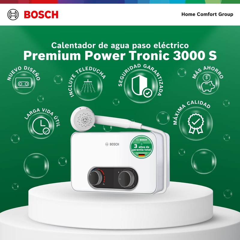 CALENTADOR ELECTRICO DE PASO BOSCH 7.7 KW TRONIC 3000S MONOPUNTO
