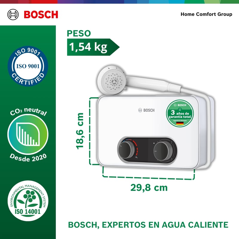 CALENTADOR ELECTRICO DE PASO BOSCH 7.7 KW TRONIC 3000S MONOPUNTO
