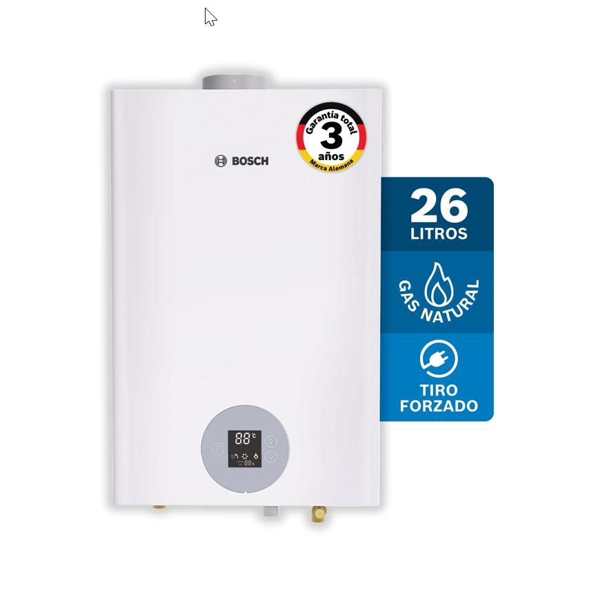 CALENTADOR DE PASO A GAS BOSCH 26 LITROS TIRO FORZADO TITAN 5700F