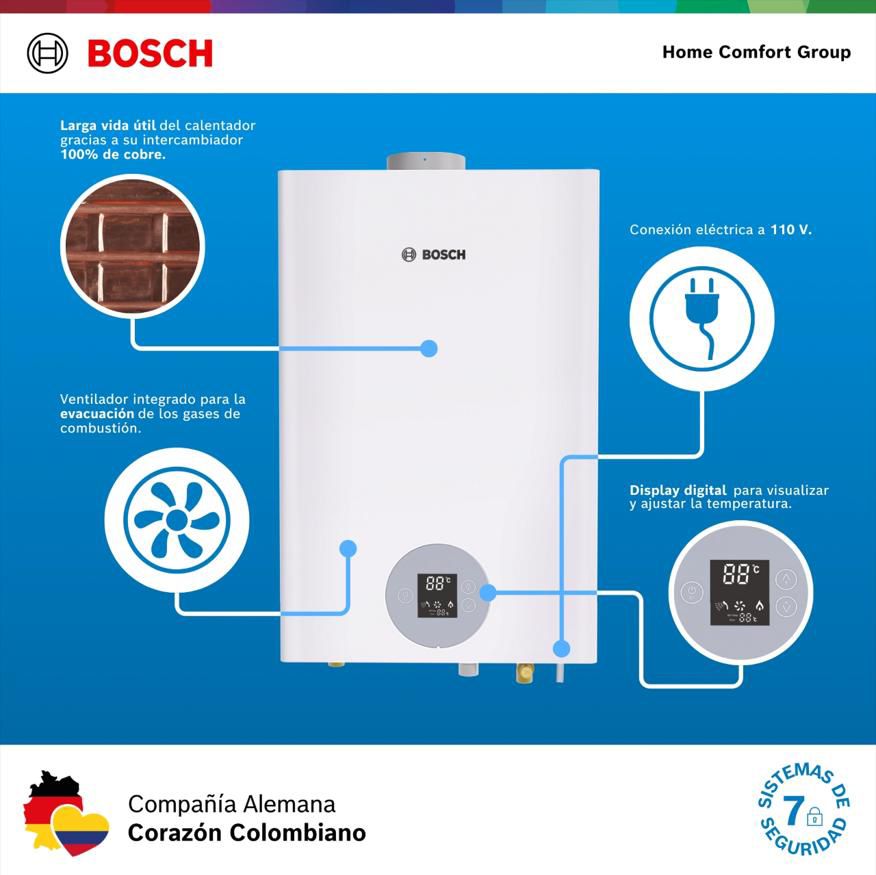 CALENTADOR DE PASO A GAS BOSCH 26 LITROS TIRO FORZADO TITAN 5700F