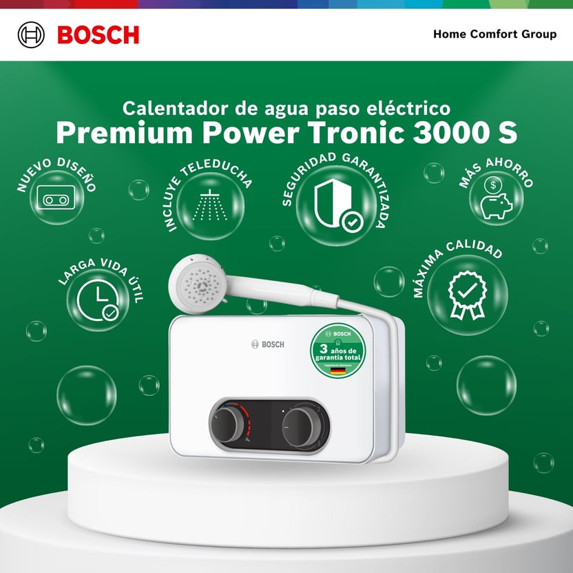 CALENTADOR ELECTRICO DE PASO BOSCH 5.5 KW TRONIC 3000S MONOPUNTO