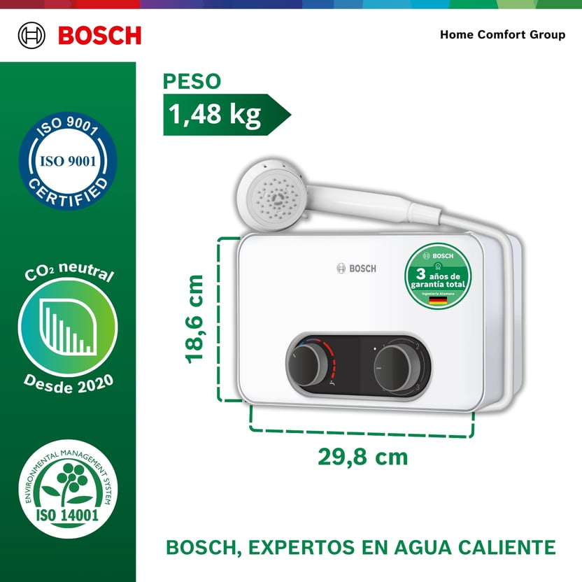 CALENTADOR ELECTRICO DE PASO BOSCH 5.5 KW TRONIC 3000S MONOPUNTO