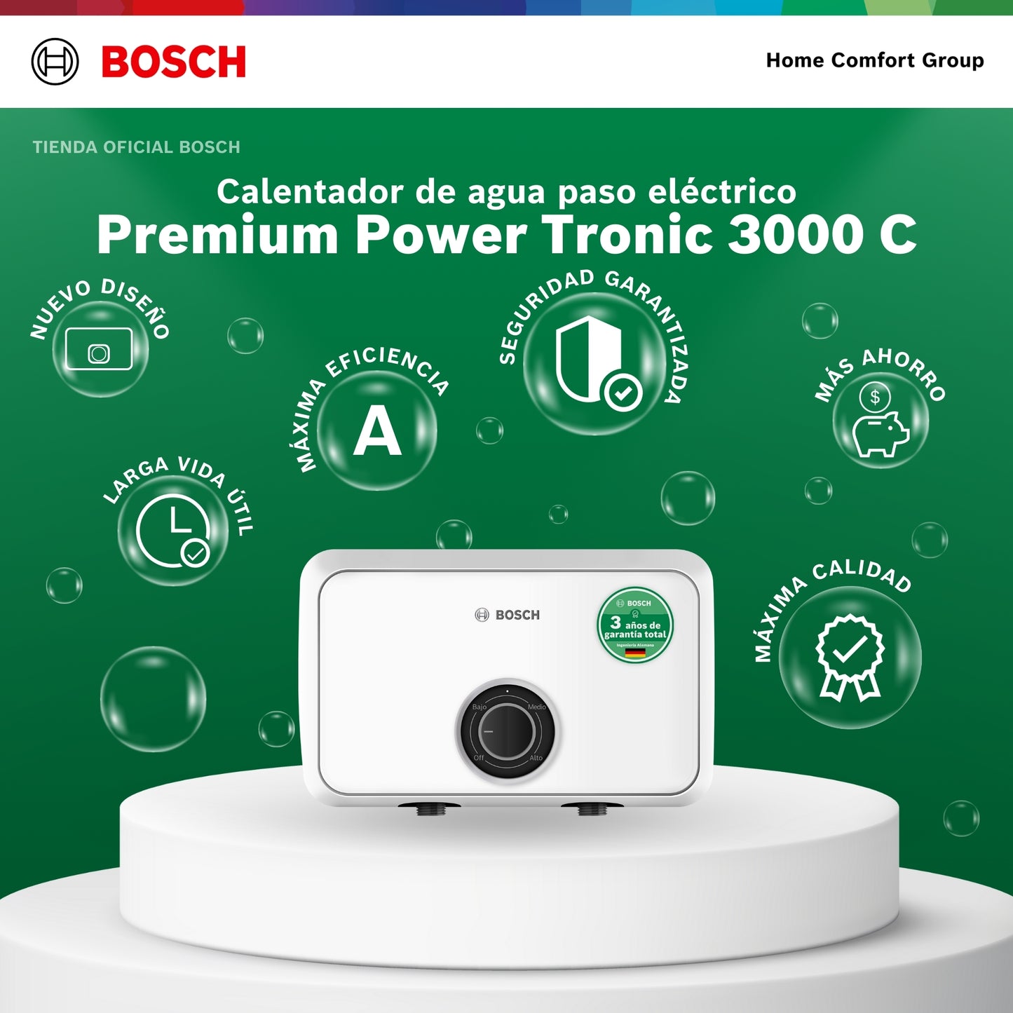 CALENTADOR ELECTRICO DE PASO BOSCH 9.5 KW  TRONIC 3000C
