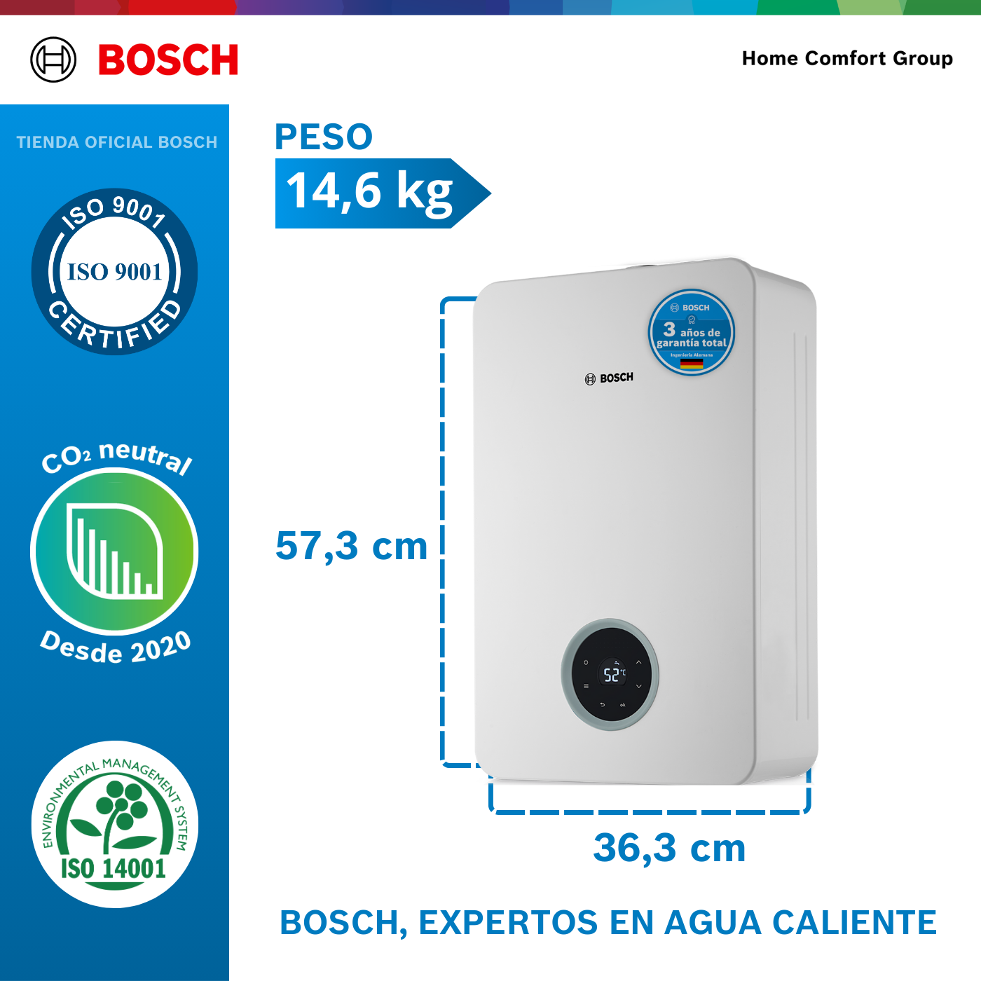 CALENTADOR DE PASO A GAS BOSCH 18 LITROS TIRO FORZADO BALANZ VENTO 5600F