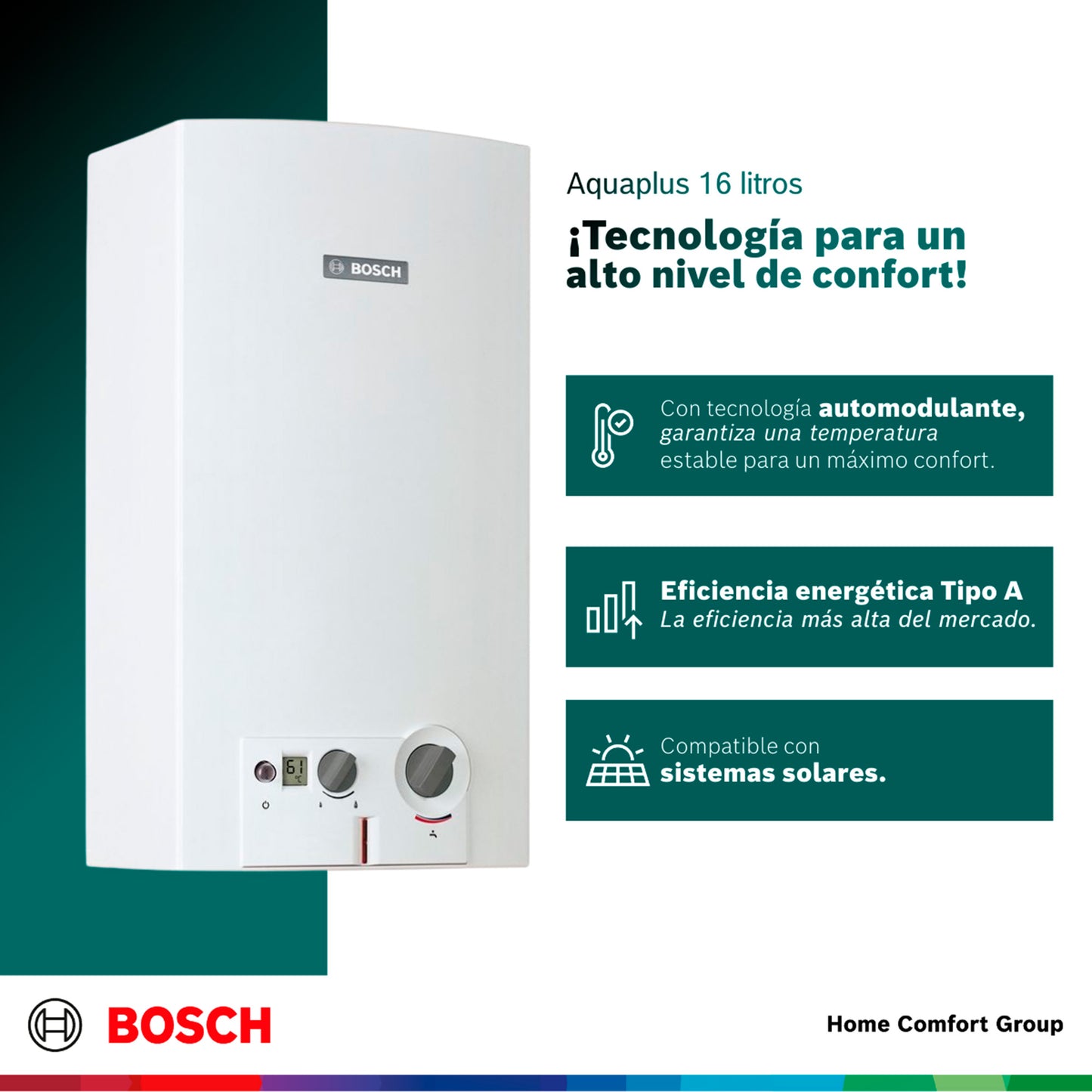 CALENTADOR PASO 16 LITROS GAS NATURAL TIRO NATURAL AQUA PLUS 4000