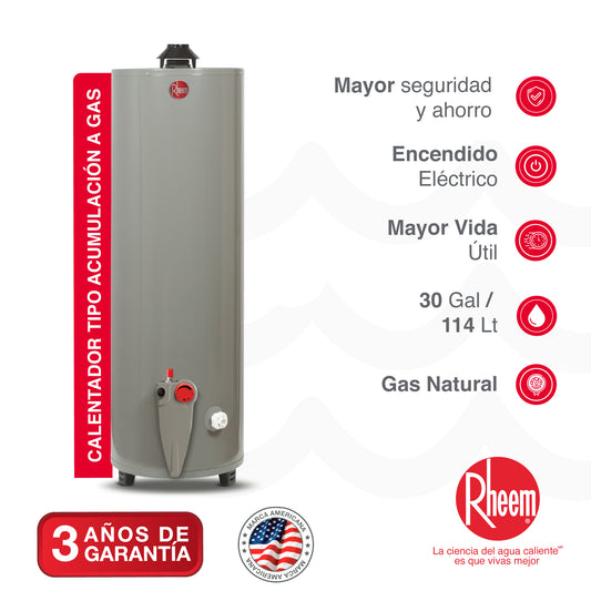 CALENTADOR DE AGUA A GAS DE ACUMULACIÓN RHEEM 40 GALONES / 152 LITROS