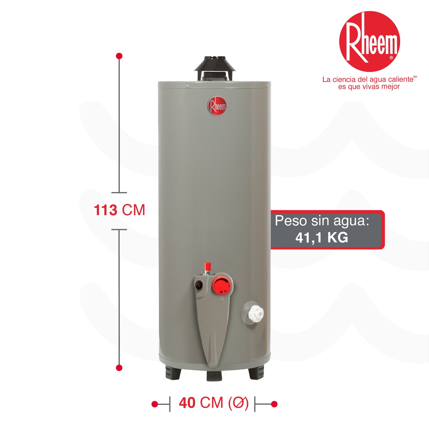 CALENTADOR DE AGUA A GAS DE ACUMULACIÓN RHEEM 20 GALONES / 76 LITROS