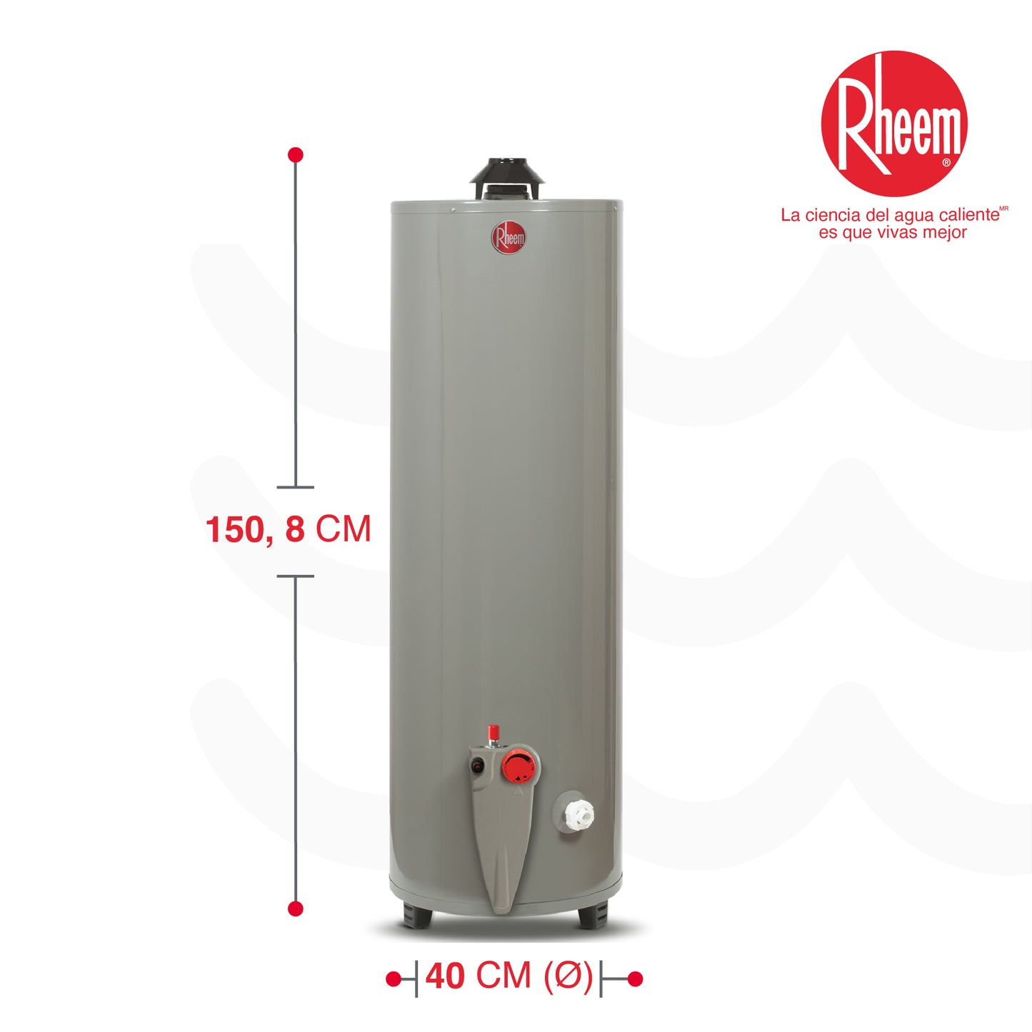 CALENTADOR DE AGUA A GAS DE ACUMULACIÓN RHEEM 40 GALONES / 152 LITROS