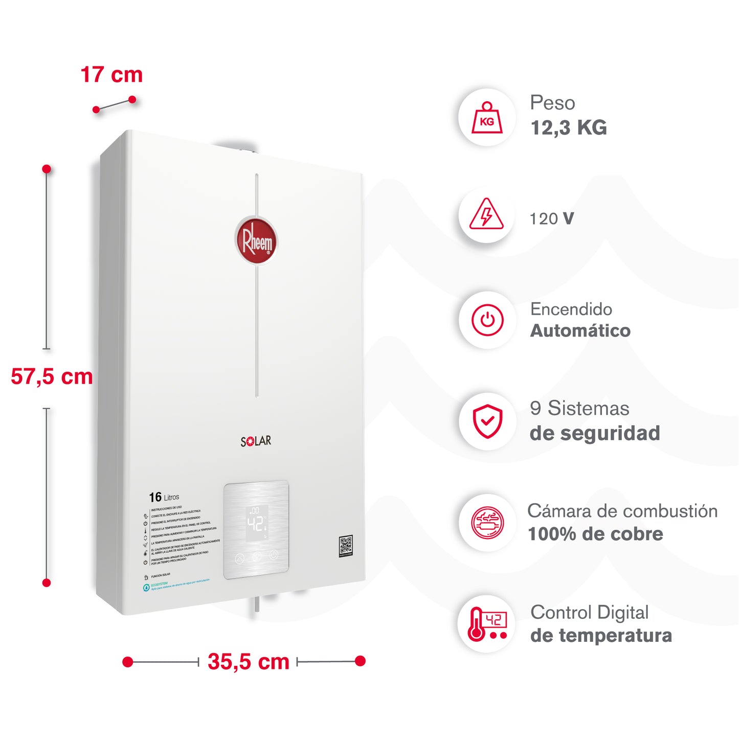 CALENTADOR 16 LTS TIRO FORZADO DIGITAL RHEEM