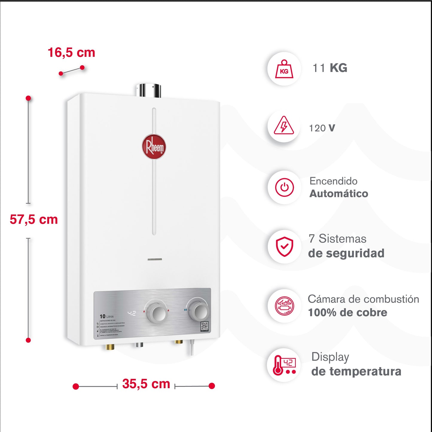 CALENTADOR 10 LITROS TIRO FORZADO MECANICO RHEEM