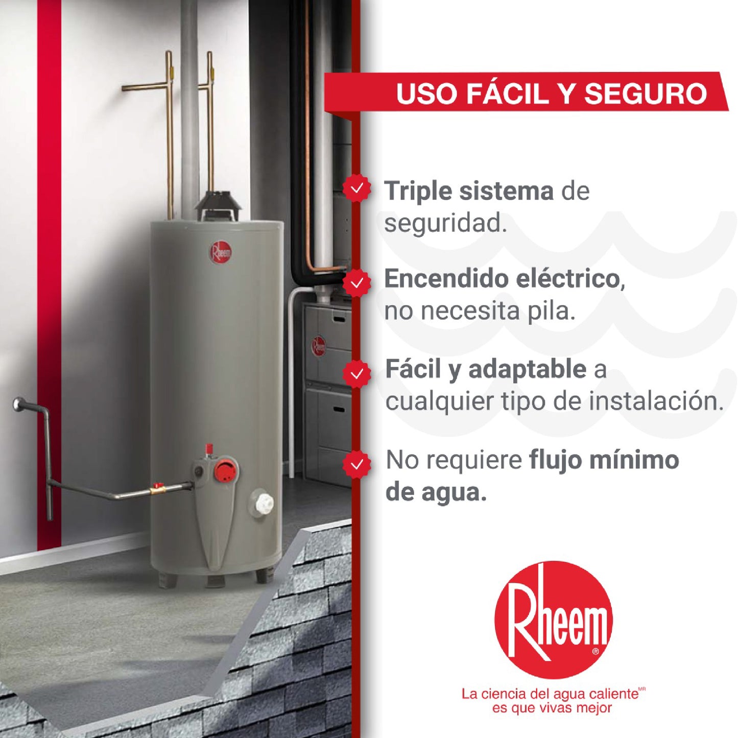 CALENTADOR DE AGUA A GAS DE ACUMULACIÓN RHEEM 20 GALONES / 76 LITROS
