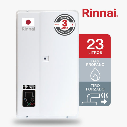 CALENTADOR DE PASO DE AGUA 23 LITROS TIRO FORZADO GAS PROPANO BLANCO
