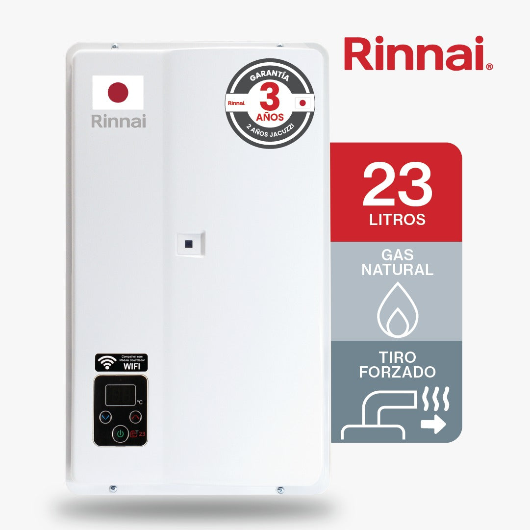 CALENTADOR DE PASO DE AGUA 23 LITROS TIRO FORZADO GAS NATURAL BLANCO