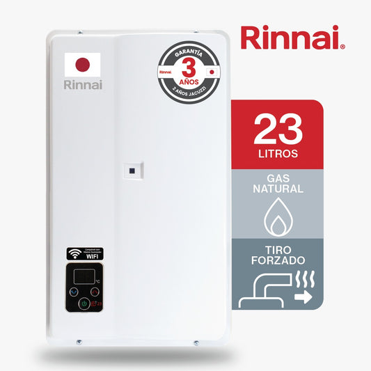 CALENTADOR DE PASO DE AGUA 23 LITROS TIRO FORZADO GAS NATURAL BLANCO