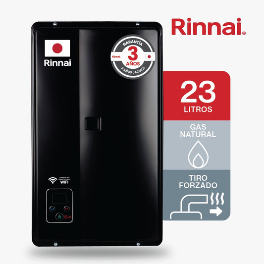 CALENTADOR DE PASO DE AGUA 23 LITROS TIRO FORZADO GAS NATURAL NEGRO