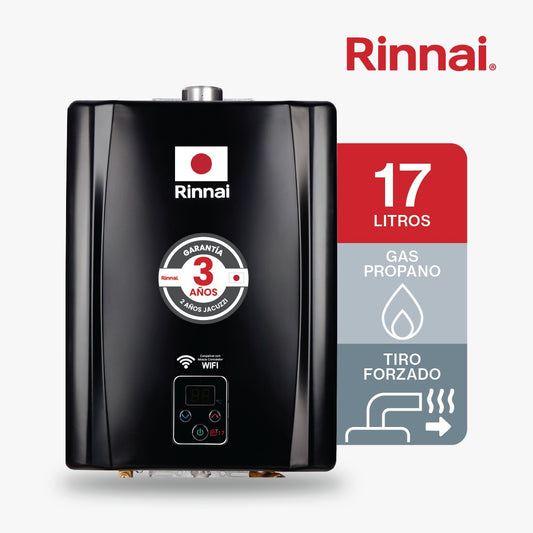 CALENTADOR DE PASO DE AGUA 17 LITROS TIRO FORZADO GAS PROPANO NEGRO