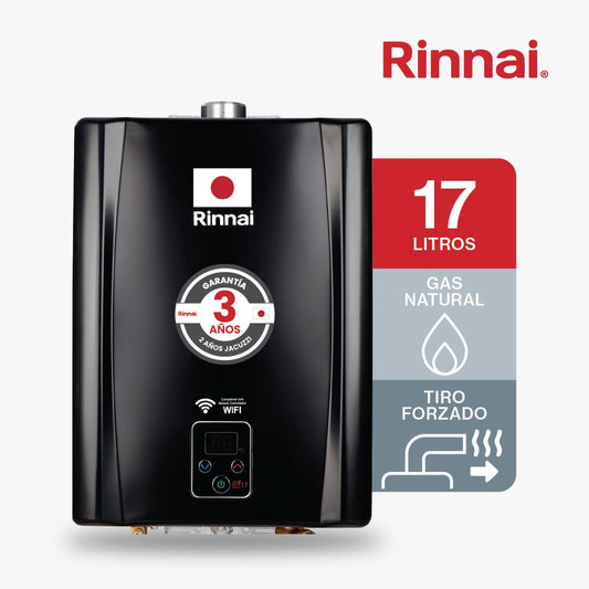 CALENTADOR DE PASO DE AGUA 17 LITROS TIRO FORZADO GAS NATURAL NEGRO