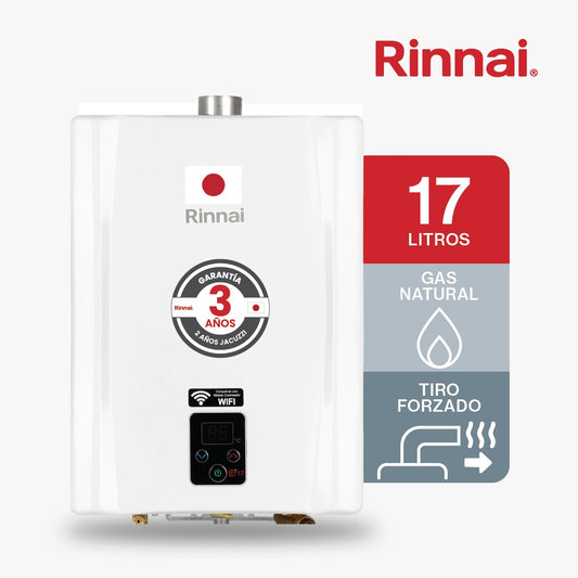 CALENTADOR DE PASO DE AGUA 17 LITROS TIRO FORZADO GAS NATURAL BLANCO