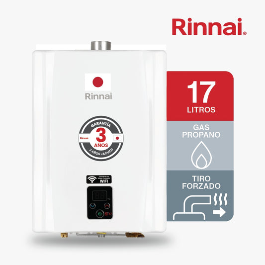 CALENTADOR DE PASO DE AGUA 17 LITROS TIRO FORZADO GAS PROPANO BLANCO