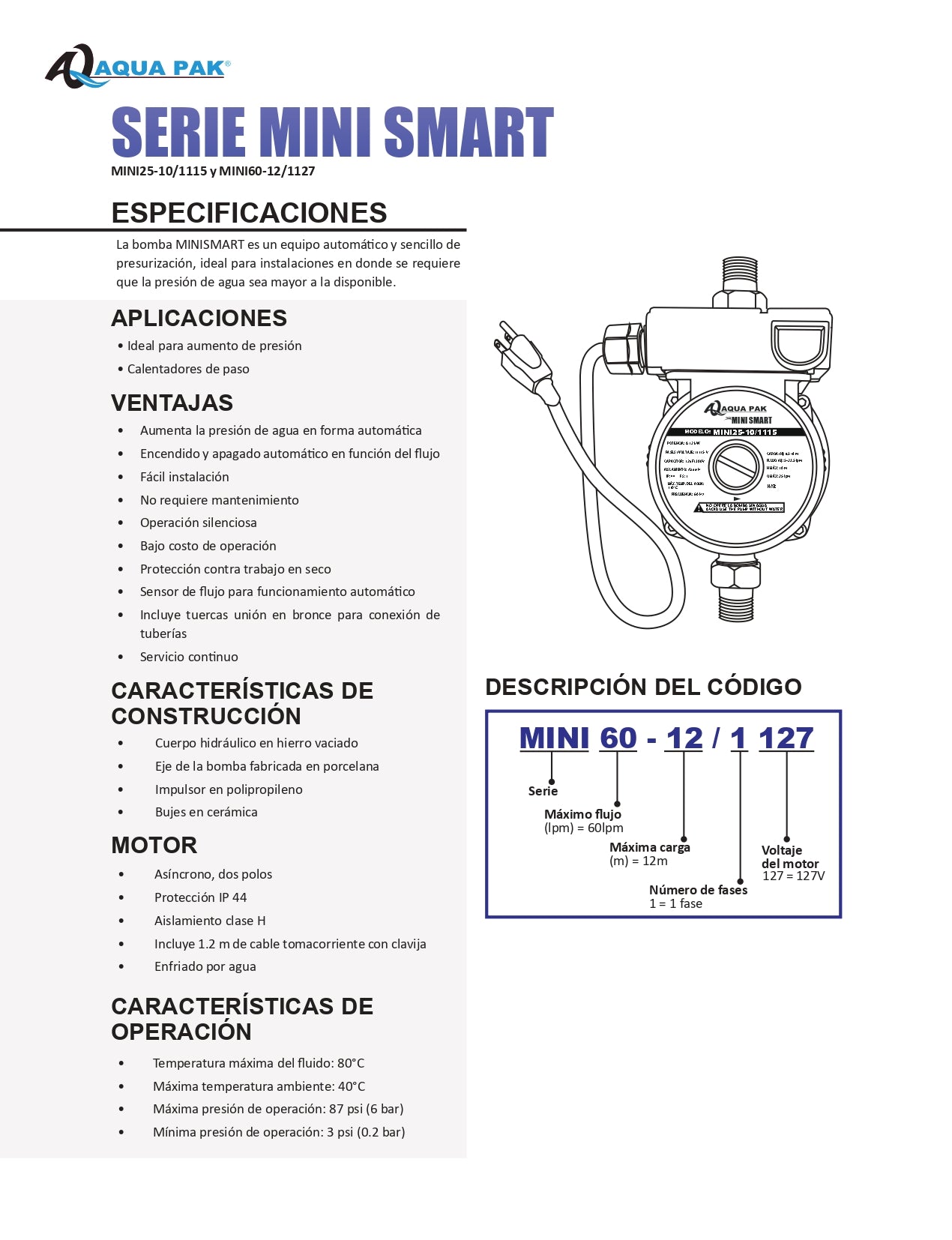 BOMBA PRESURIZADORA AQUAPACK MINI SMART